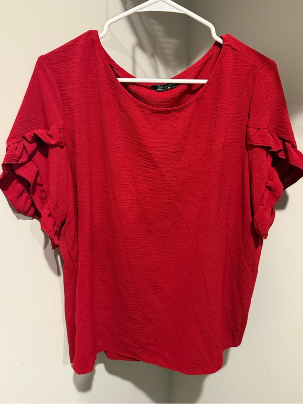 Red Ruffle Sleeve Women's Top